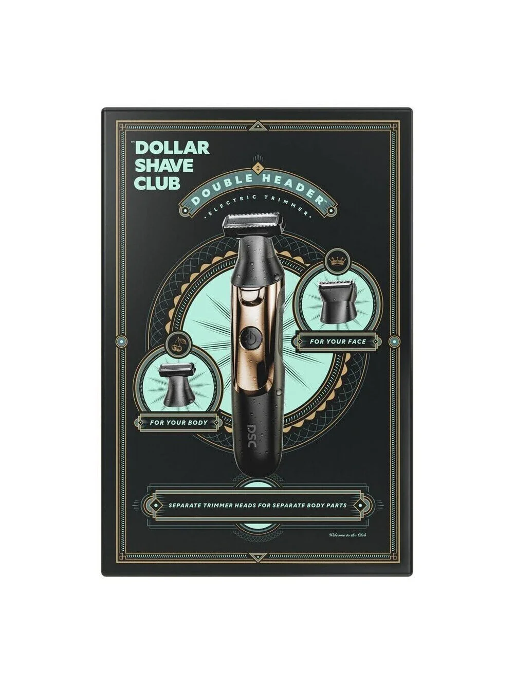 DOLLAR SHAVE CLUB DOUBLE HEADER ELECTRIC TRIMMER BODY & FACE WATERPROOF